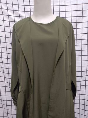 Gamis syar'i model set outer olive army merk H.co