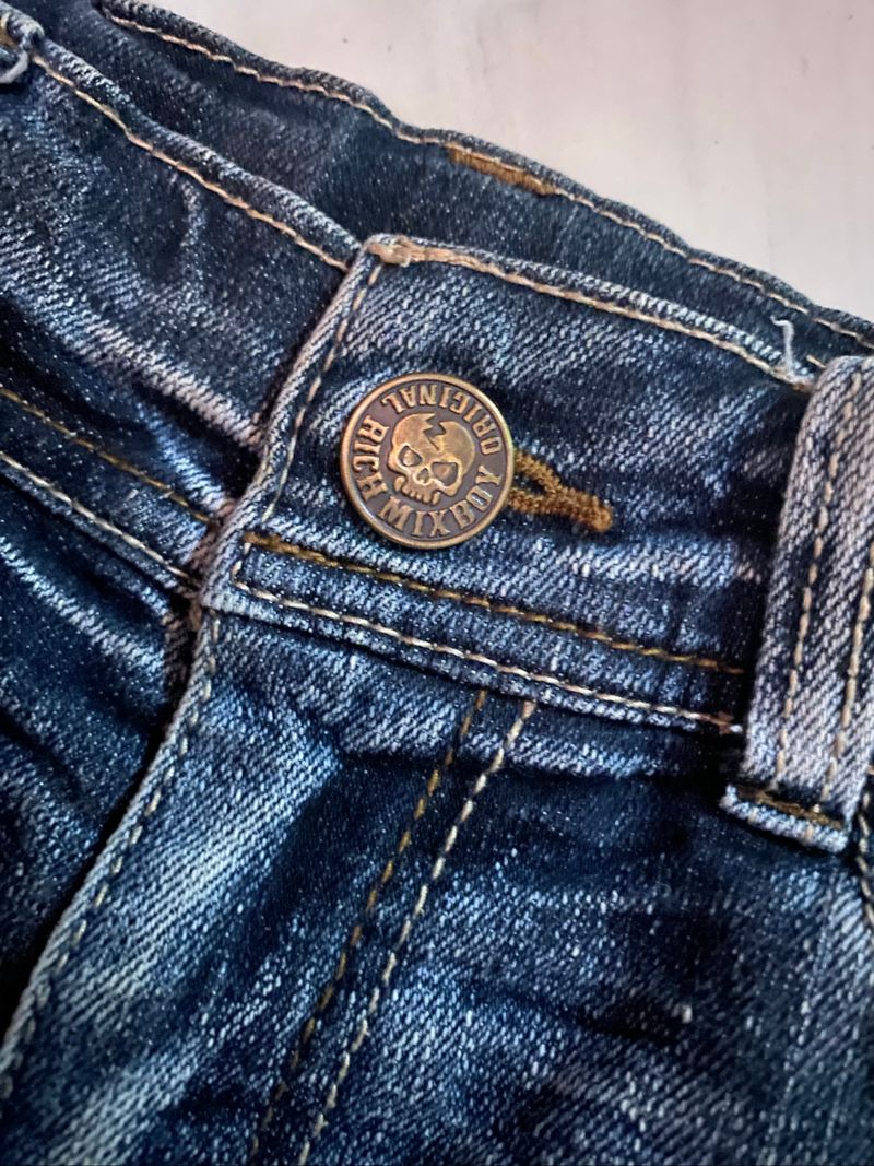 Washed Denim Jorts Plaid Pocket, foto 4