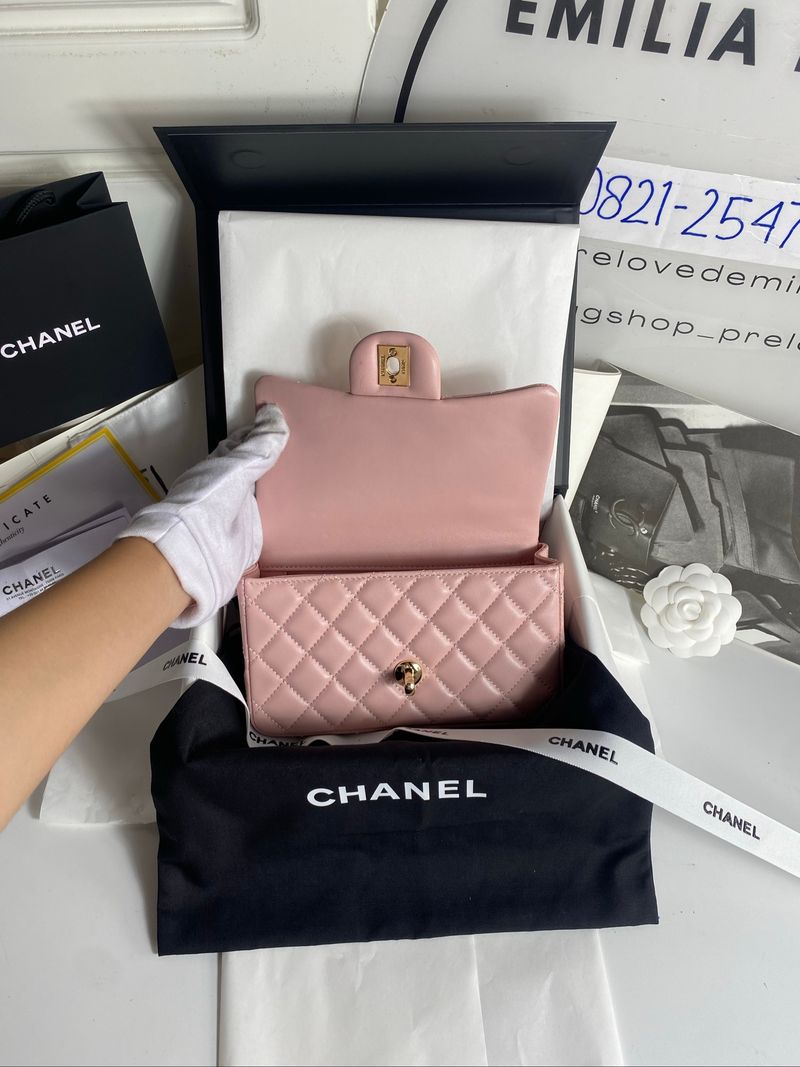 preloved 2023 Mini Rectangle top handle Flap Bag Lambskin li, foto 6