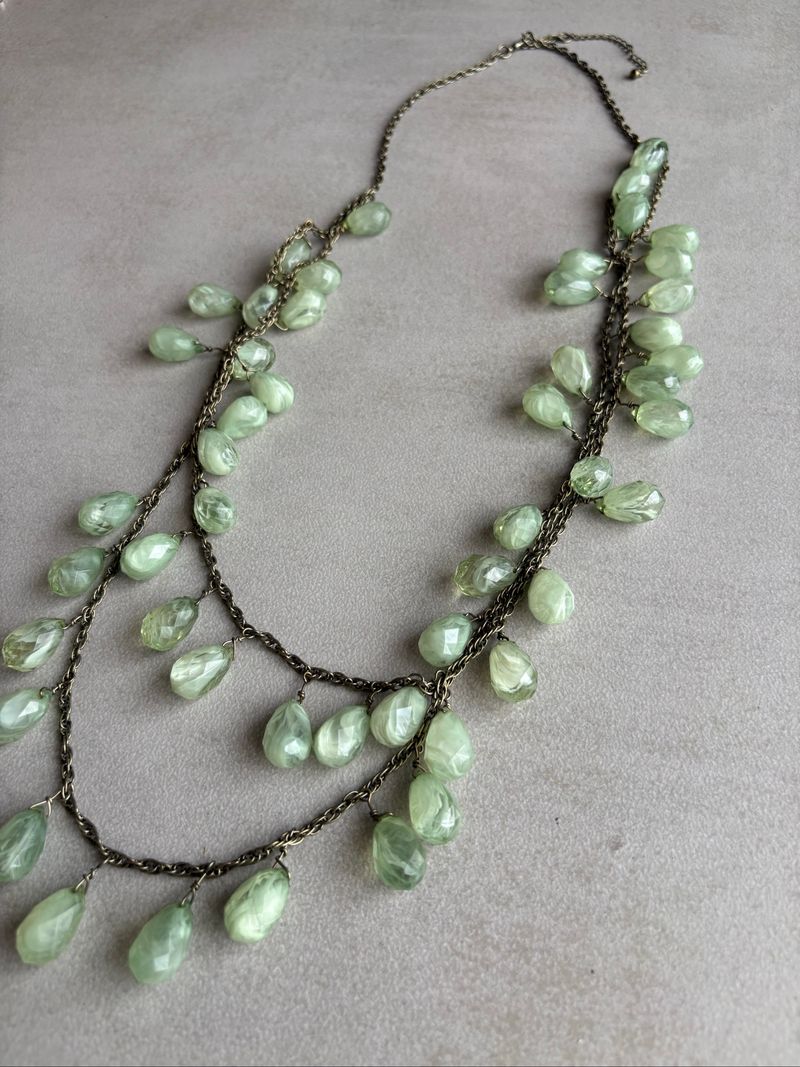 Vintage kalung green tear drops, foto 2