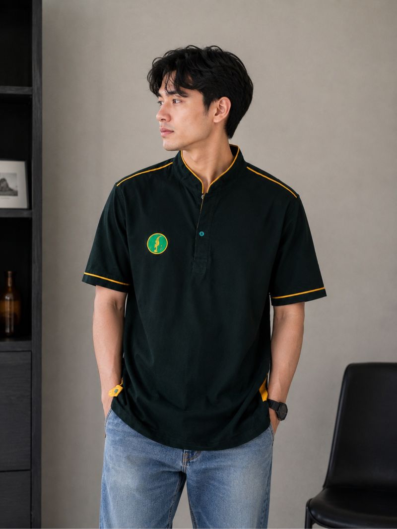 Kemeja Khanau.G Pria Hijau List Kuning, foto 2