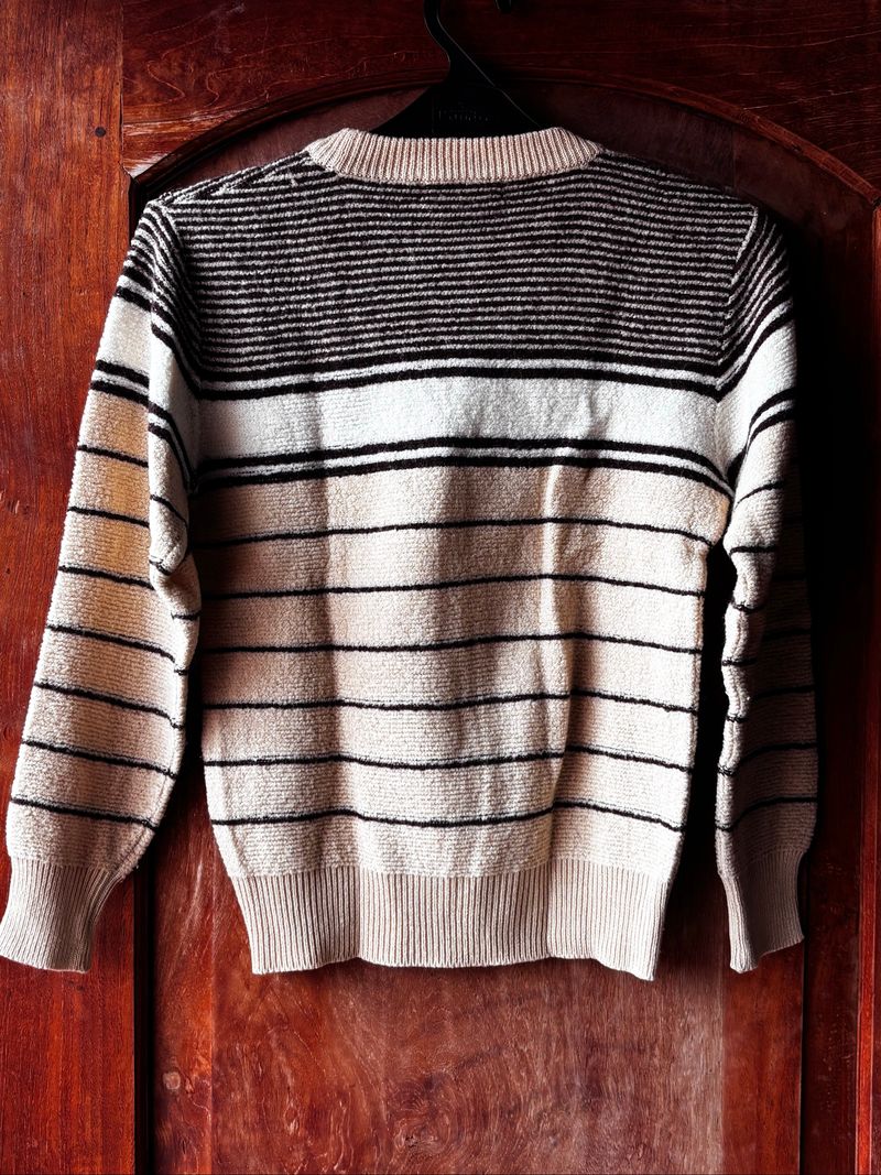 Retro Striped Beige Knit Sweater, foto 2