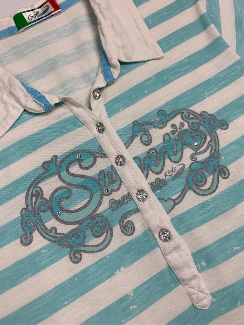 Y2k Crocodile Polo Tee Stripe Sweet Graphic, foto 3