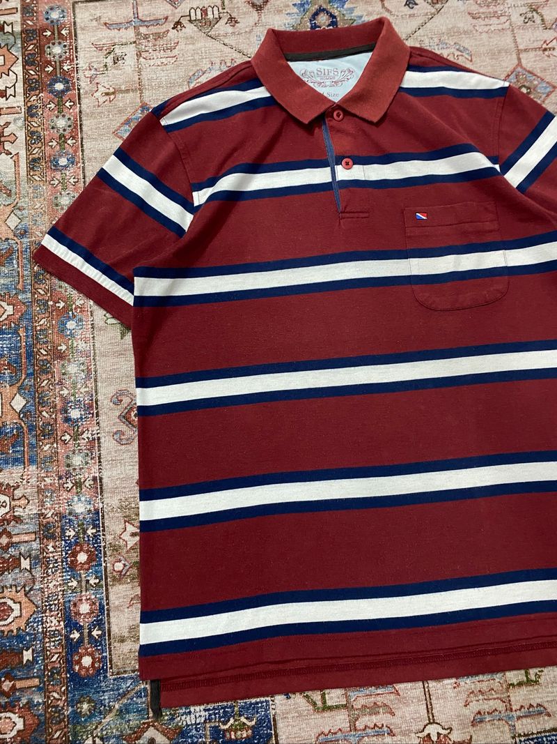 Poloshirt stripe pattern red Sifshomme, foto 8