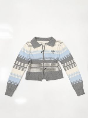 cardigan rajut bergaris