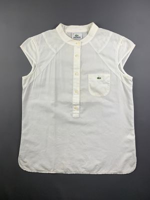Lacoste White Round Collar Shortsleeves Shirt (M)