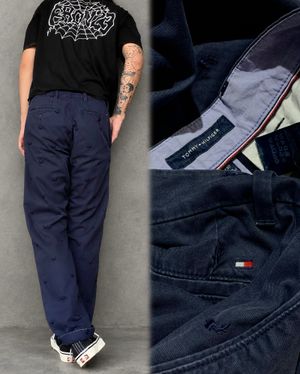 T0MMY HILFIGER NAVY PANTS BORDIR
