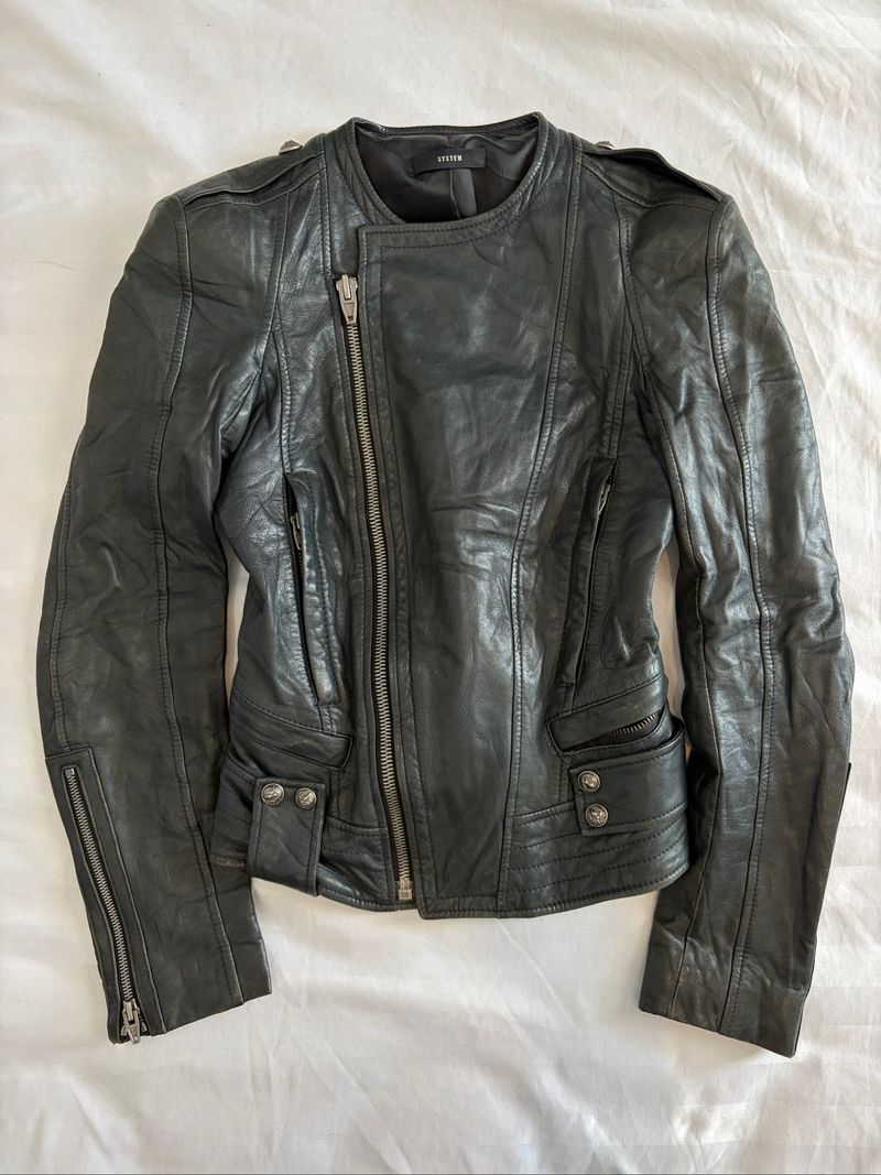 System Caferacer Biker Genuine Leather Jacket, foto 2