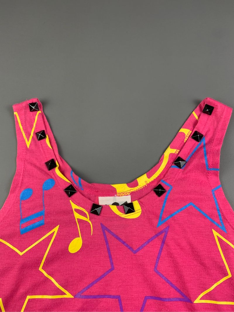 2000s Super Lovers Pink Studded Music Notes Tank (M), foto 5