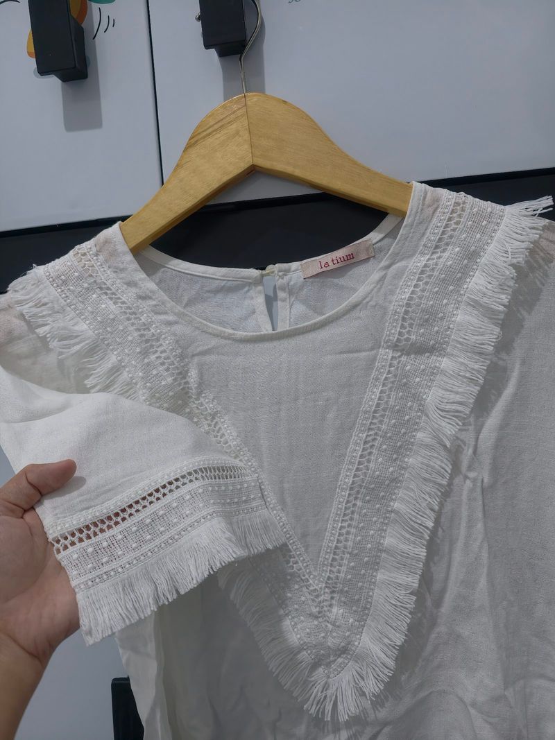 Blouse putih rumbai, foto 3