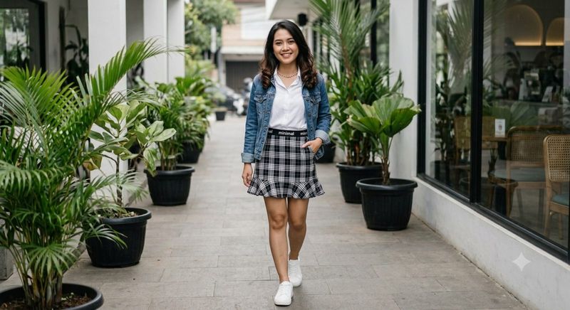 Rok pendek kotak-kotak, foto 2
