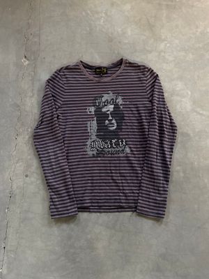 Y2k Grunge Emo Goth Vkei Maru Striped Long Sleeve Printed