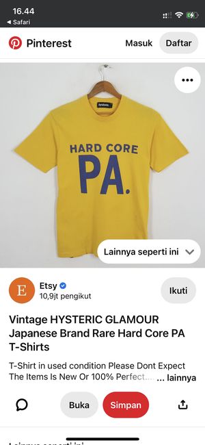 Hysteric Glamour Vintage T-shirt Pria yellow