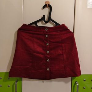H&M Divided Red 90s Button Down Mini Skirt
