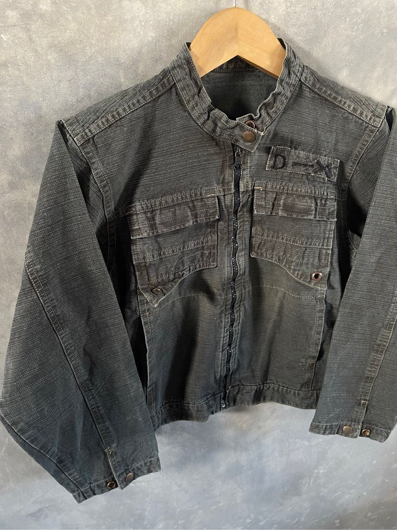Y2k Grunge Emo Goth Boxy Canvas Multi Pocket Bikers Jacket, foto 4