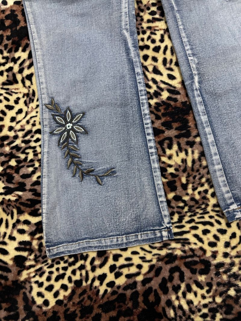 flare bootcut light denim patch flower y2k vintage, foto 4