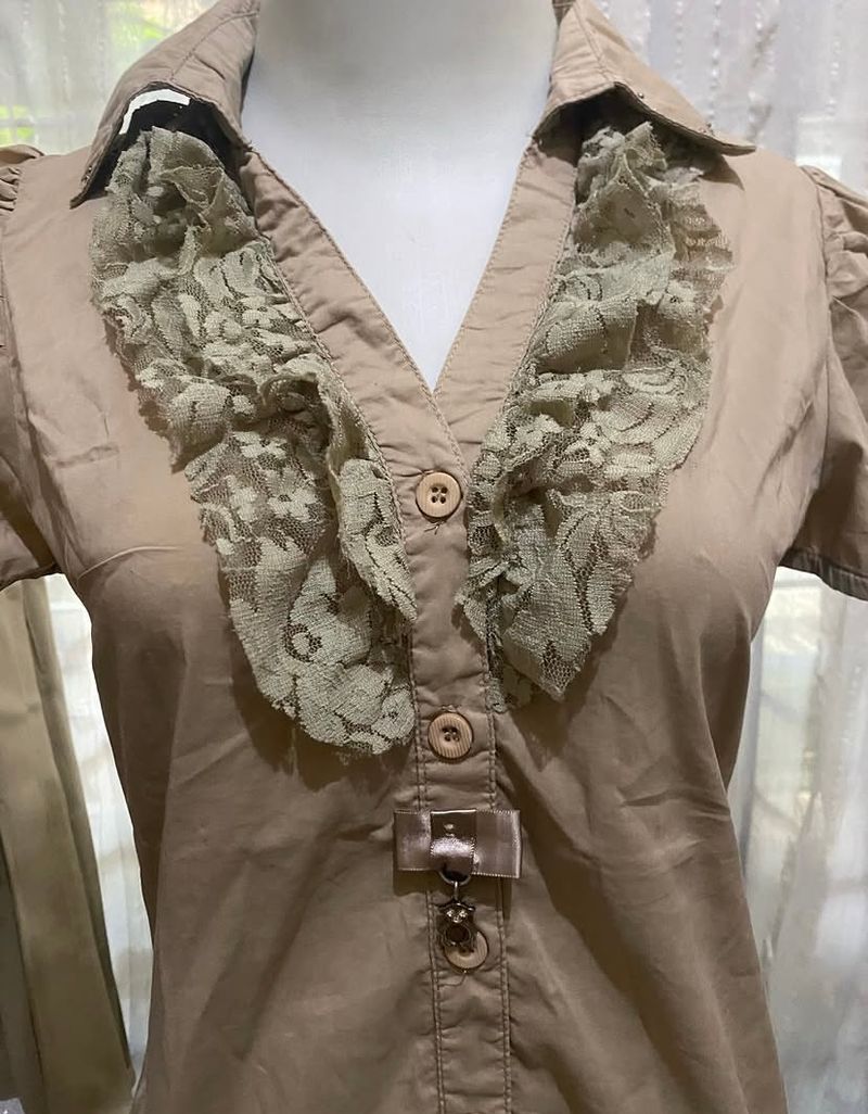 Ruffle Lace Morikei Brown Top, foto 2