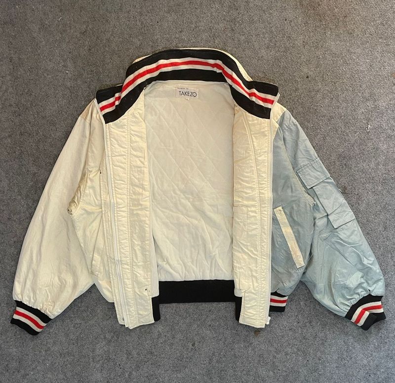 Biker Windbreaker Pria cream gray, foto 3