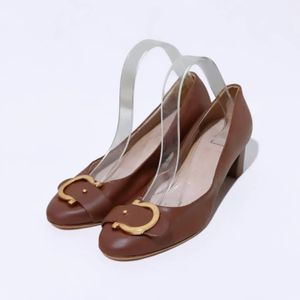 Salvatore Ferragamo Brown Leather Heels Shoes Original