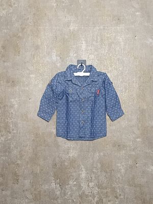 Kemeja anak laki-laki Cool Baby motif denim biru