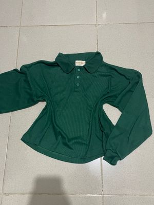 green boxy henley shirt