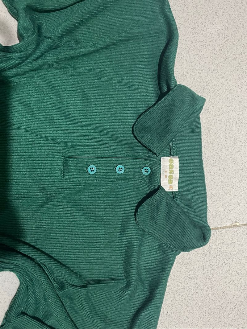 green boxy henley shirt, foto 2