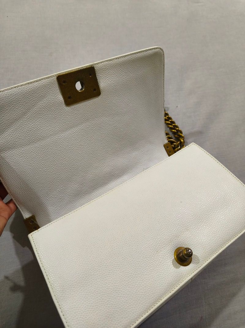 Chanel caviar leather bag white, foto 5