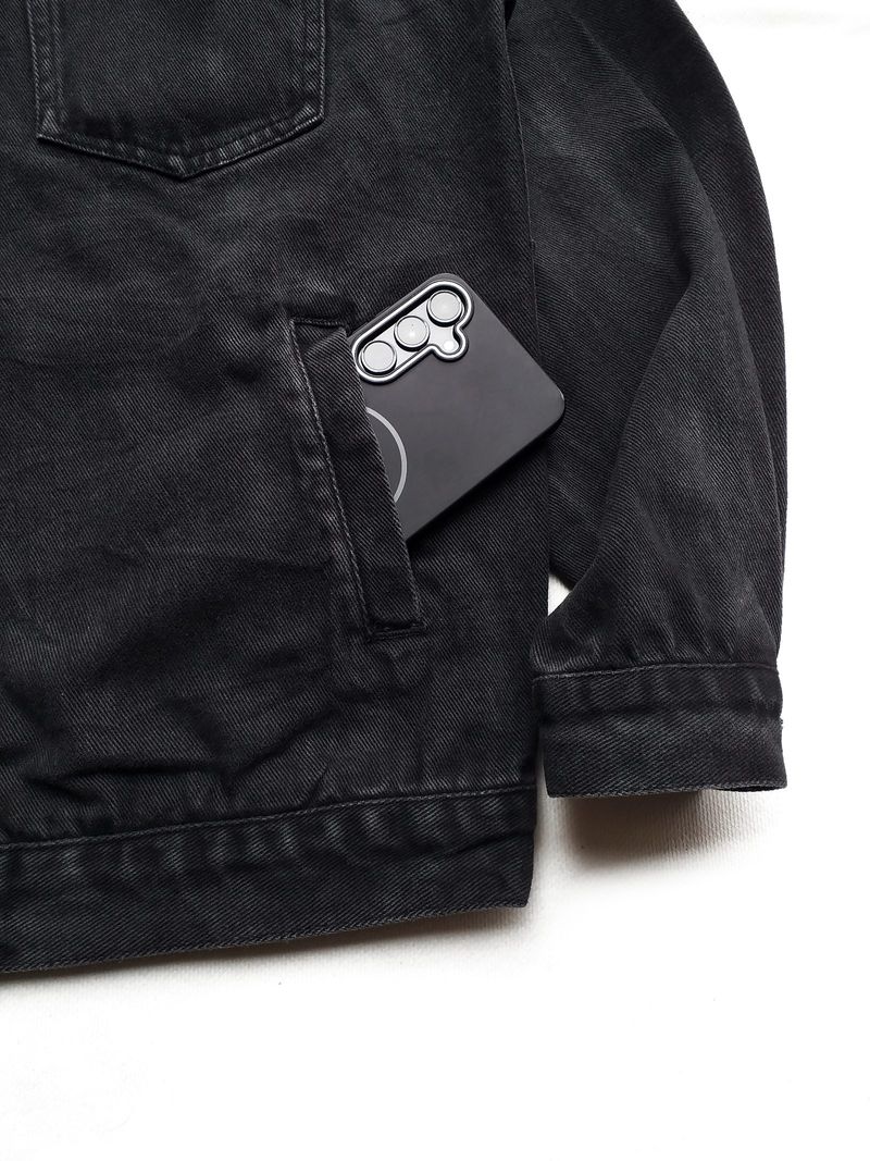 PARTIMENTO BOXY TRUCKER DENIM JACKET BLACKWASH, foto 5