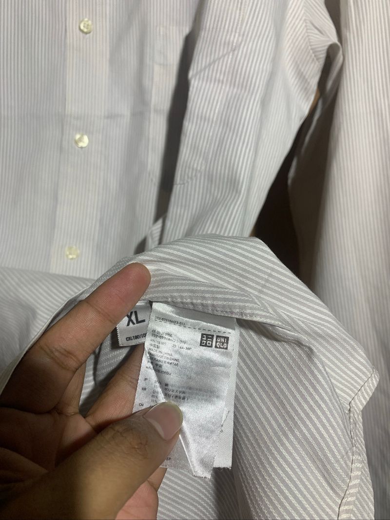 Kemeja Uniqlo stripe button down long shirt, foto 7