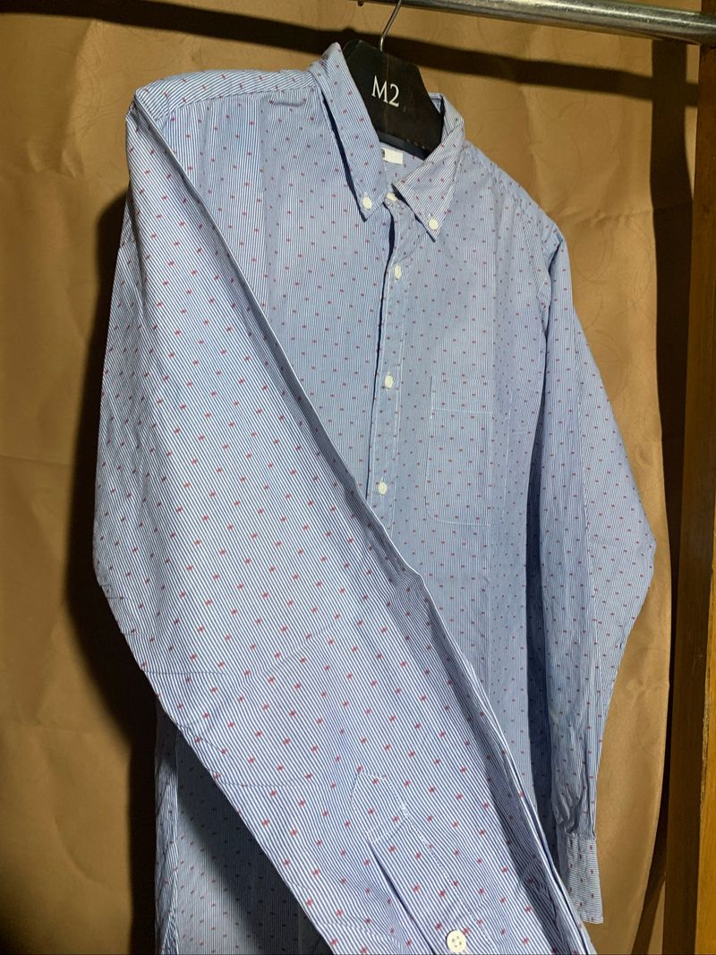 Kemeja Uniqlo pattern stripe button down long shirt, foto 5