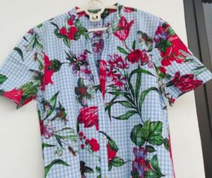 Zara Woman Floral Gingham Midi Shirt Dress (Size S)