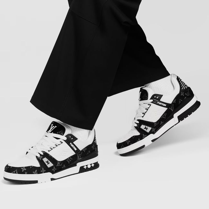 LOUIS VUITTON TRAINER MONOGRAM DENIM BLACK WHITE PANDA , LOU, foto 9