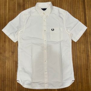 FRED PERRY CASUAL WHITE SLIM FIT BUTTON DOWN SHORT SLEEVE OX