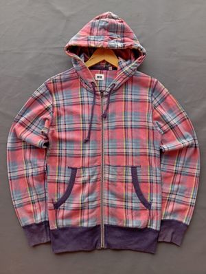HOODIE ZIPPER UNIQLO TARTAN PINK UNGU