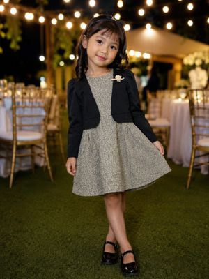 Dress anak navy silver