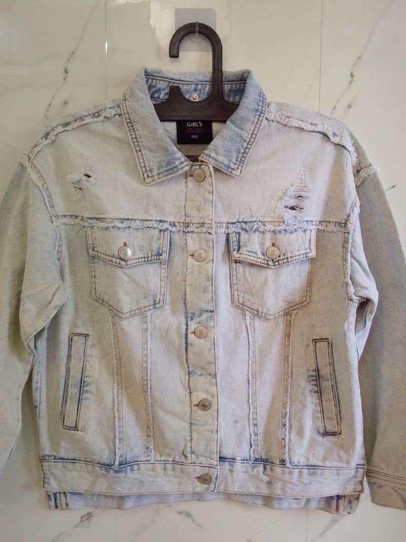 Jaket denim cewek Ripped Long Back, foto 2