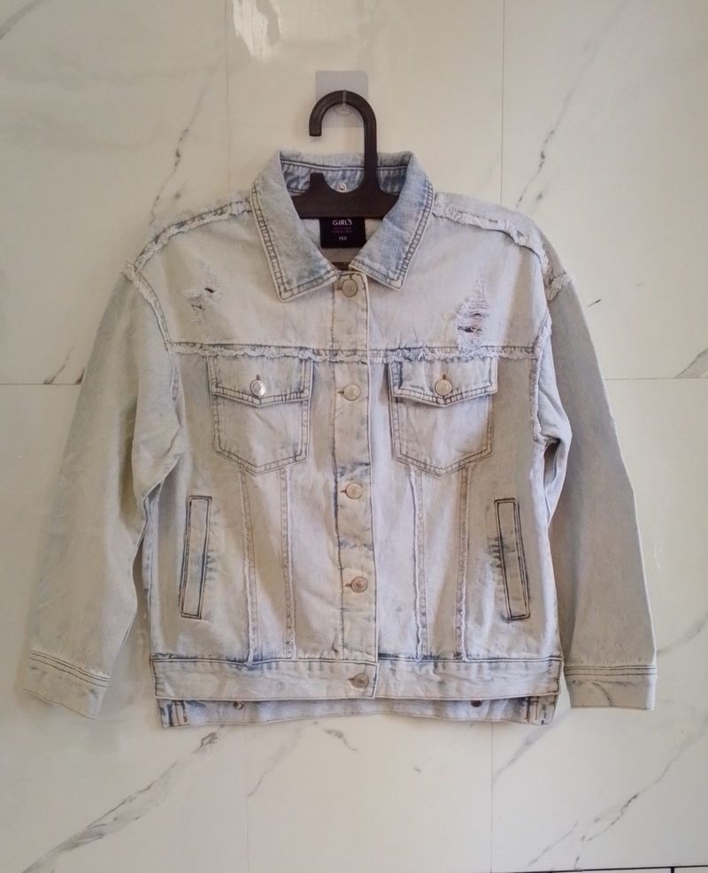 Jaket denim cewek Ripped Long Back, foto 3