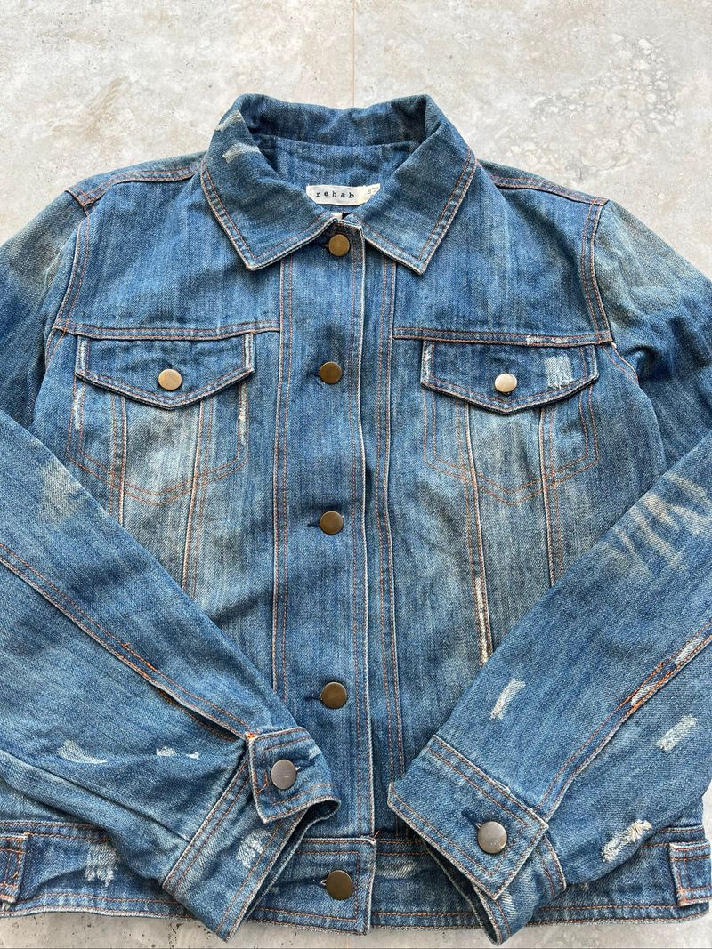 Rehab Ghotic Cross Distressed Denim Jacket, foto 5