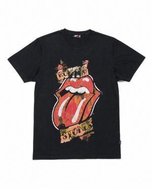 The Rolling Stones Tattoo Tongue Graphic Black T-Shirt