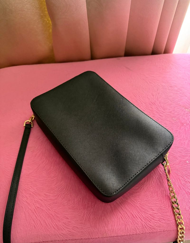 Michael Kors Black Saffiano Crossbody Bag Gold Chain, foto 4