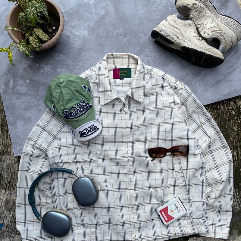Grunge Indie Bomber jacket Pria white black, foto 2