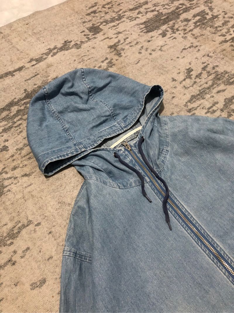 GU Zipup Hood Jacket Light Blue Denim, foto 6