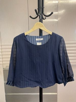 Vintage Crop top Wanita navy