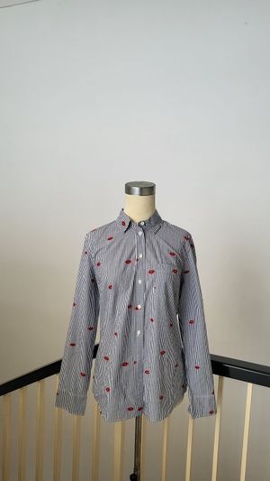 J.crew Gray Striped Classic Boy Shirt featuring embroidered