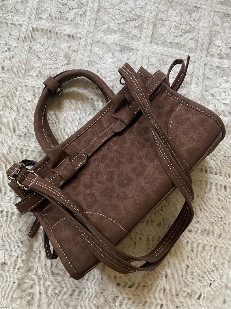 leopard suede slingbag, foto 2