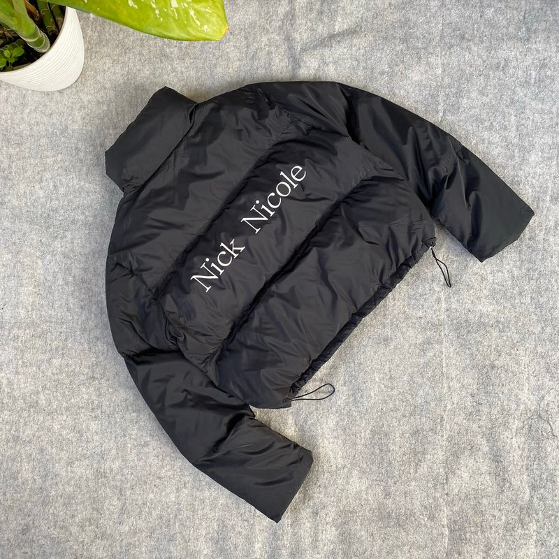 Crop winter puffer jacket Nick Nicole super cakep hitam, foto 8