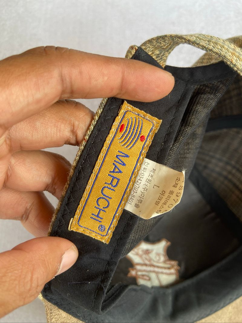 90s vintage Snapback Maruchi sude brown plaid hat, foto 6
