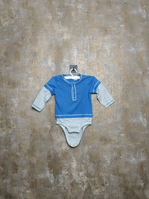 Baju Bodysuit Bayi Lengan Panjang Biru Abu-abu 3–6 Bulan