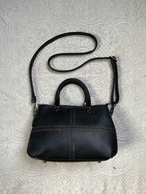 Black Cross Pattern Leather Satchel Sling Bag