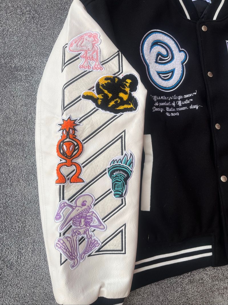 Varsity Jacket Off-White Logic Patch Leather Sleeve, foto 4